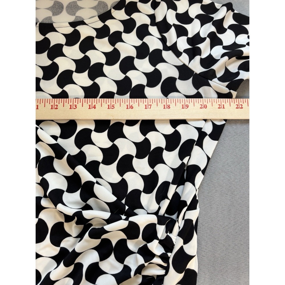 Talbots Geometric Stretch Midi Dress Size 1X Ruched Flowy Office Modest Church - Picture 4 of 12